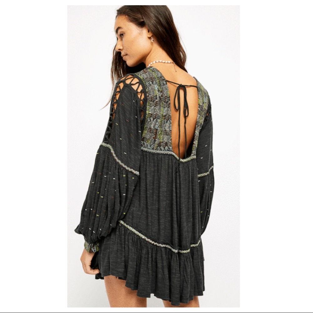 FREE PEOPLE BOHO FLOWY TUNIC MINI DRESS A3C - Picture 4 of 16